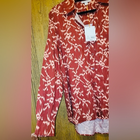 Knox Rose Women Button-Down Shirt, Hi-Low, Hem Pocket Deep-Red, Western Boho NWT - Picture 5 of 14
